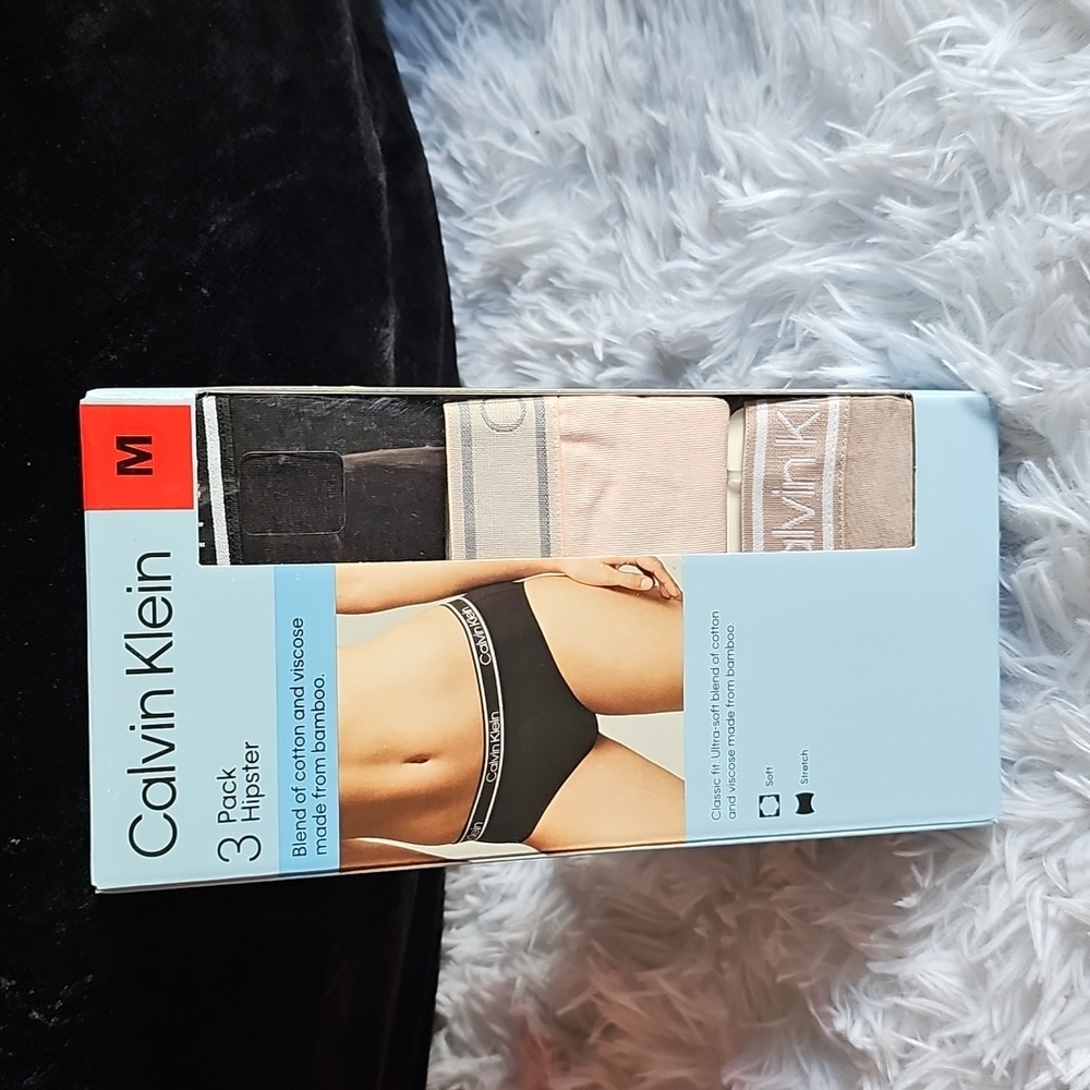 Calvin Klein Ladies Hipster 3-pack Underwear Cotton Bamboo Stretch Tagless Pa…